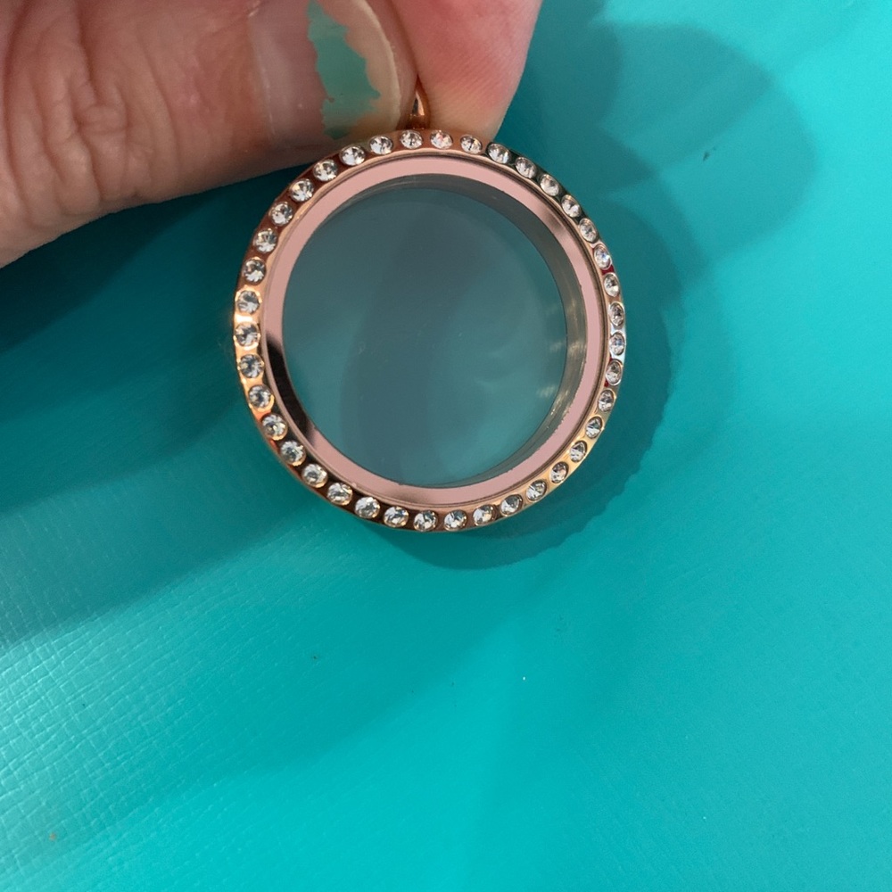 Large Rose Gold Locket w/crystals